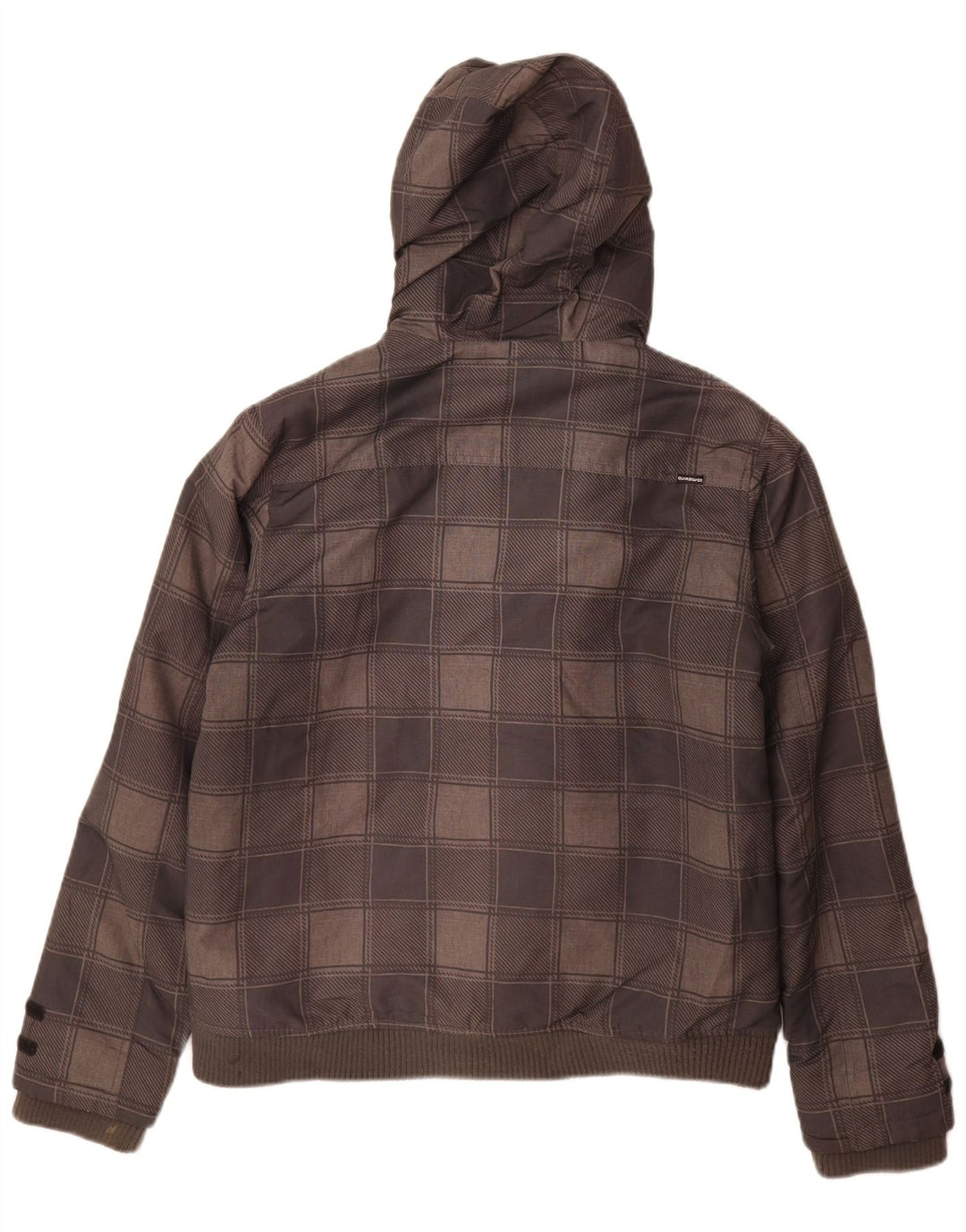 Quiksilver Boys Hooded Bomber Jacket 15-16 Years Grey Check Polyester