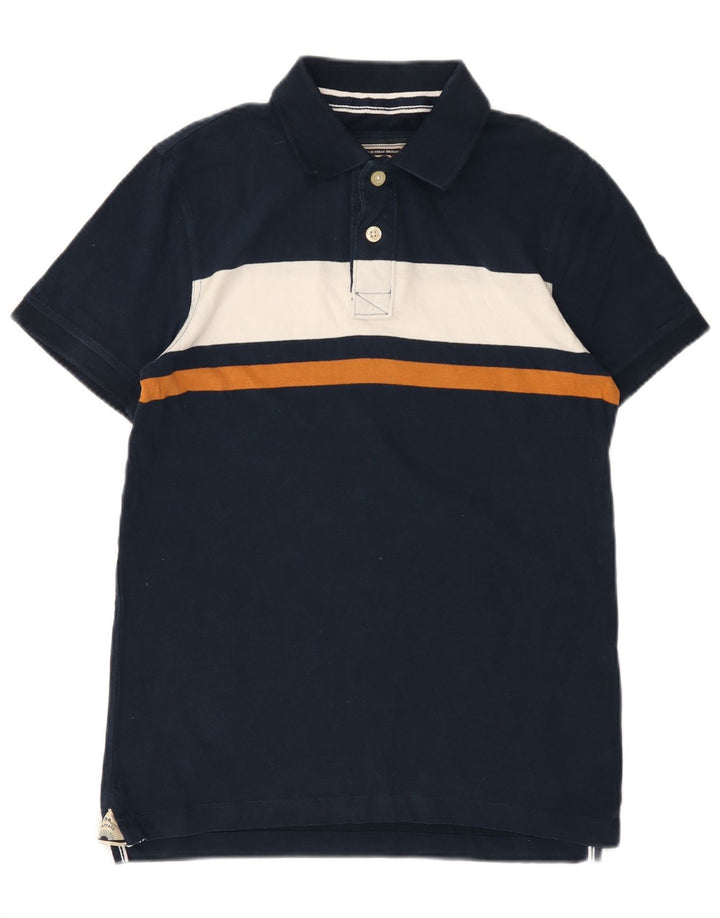 FAT FACE Mens Polo Shirt XS Navy Blue Colourblock Cotton