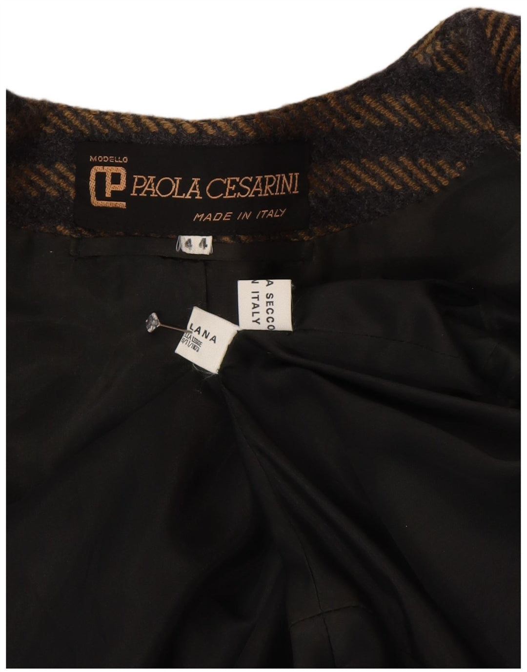 Vintage Womens Double Breasted Blazer Jacket IT 44 Medium Brown Striped