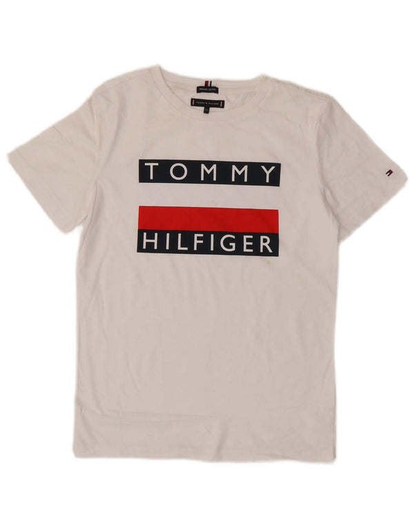 Tommy Hilfiger Boys Graphic T-Shirt Top 13-14 Years White Colourblock