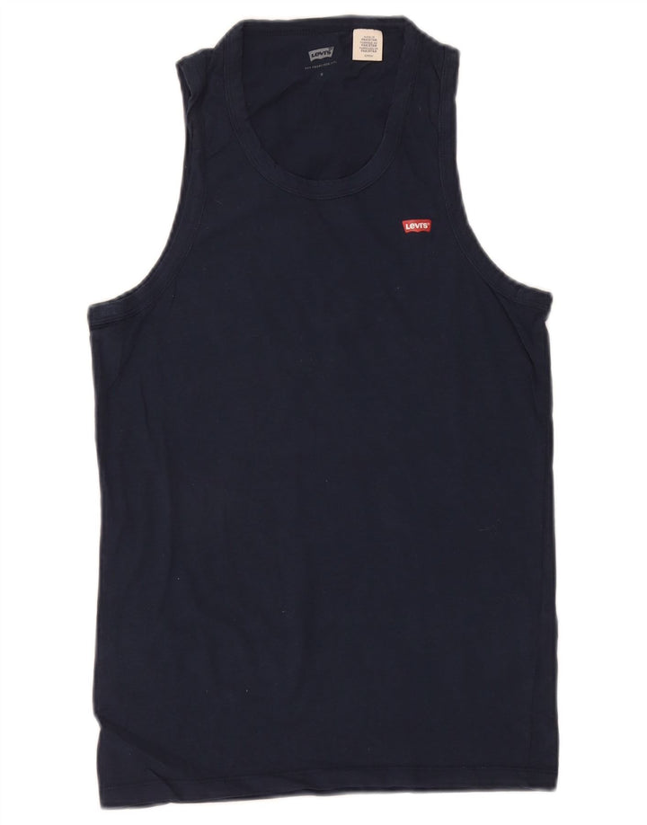 Levi's Womens Vest Top UK 10 Small Navy Blue Cotton
