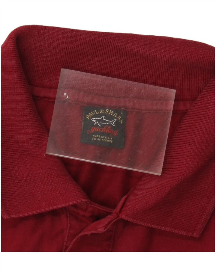 PAUL & SHARK Mens Yachting Polo Shirt Large Burgundy