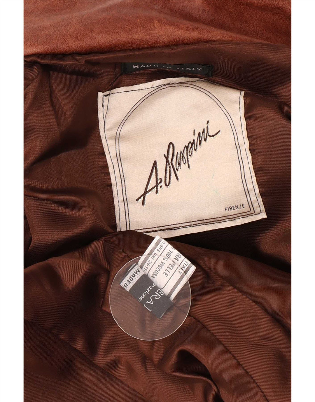 A. Raspini Womens Leather Jacket UK 12 Medium Brown Leather