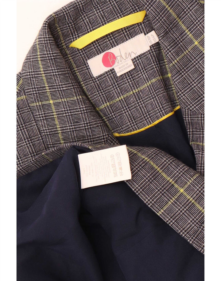 Boden Womens Petite Blazer Jacket UK 10 Small Navy Blue Houndstooth