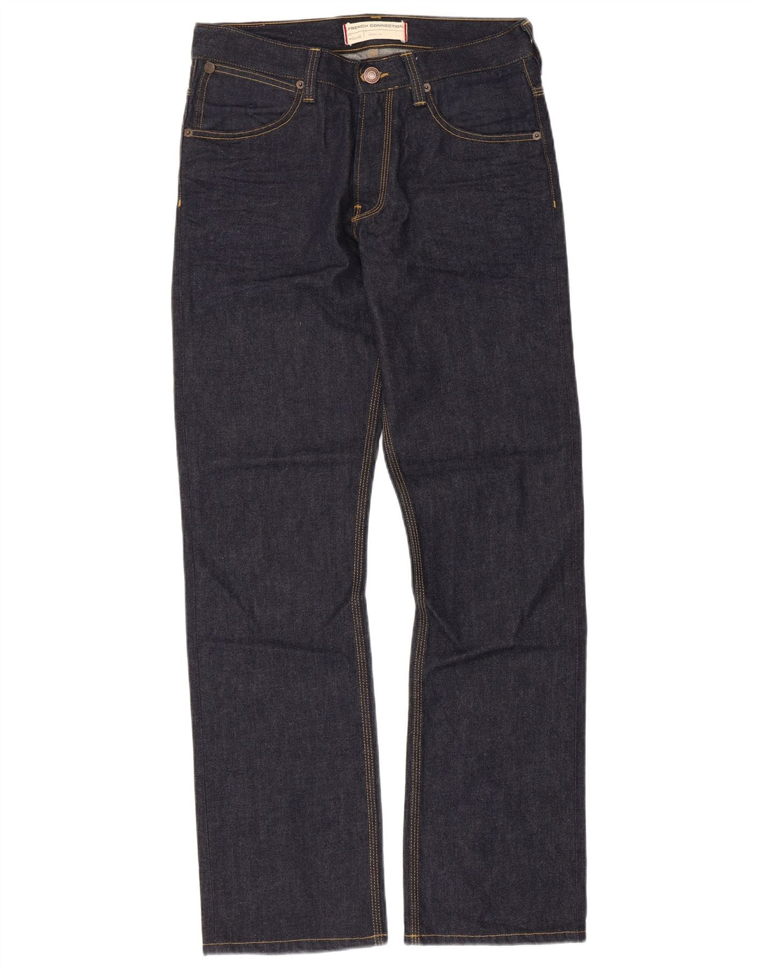 French Connection Mens Regular Straight Jeans W32 L32 Navy Blue Cotton