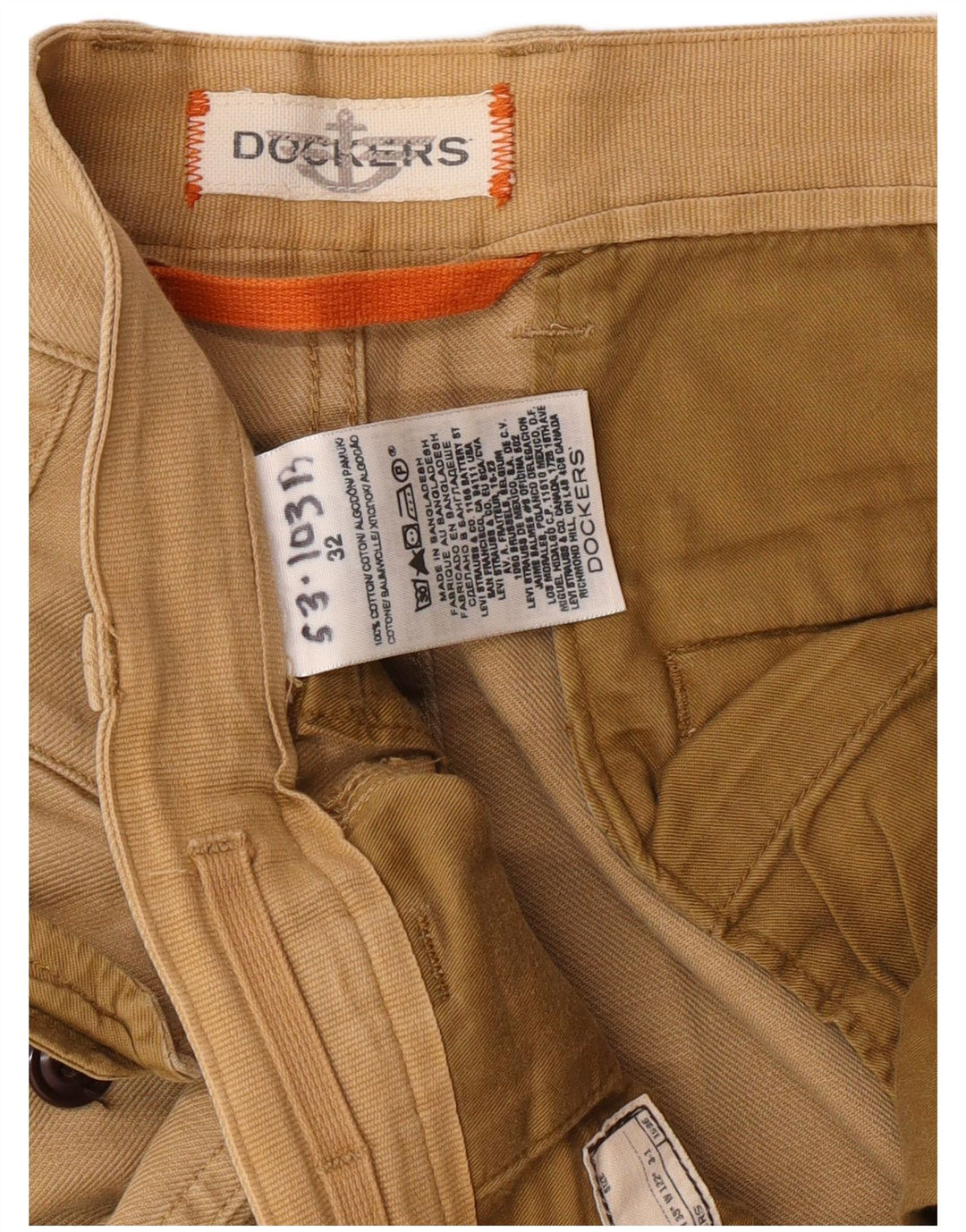 DOCKERS Mens Cargo Shorts W32 Medium  Beige Cotton