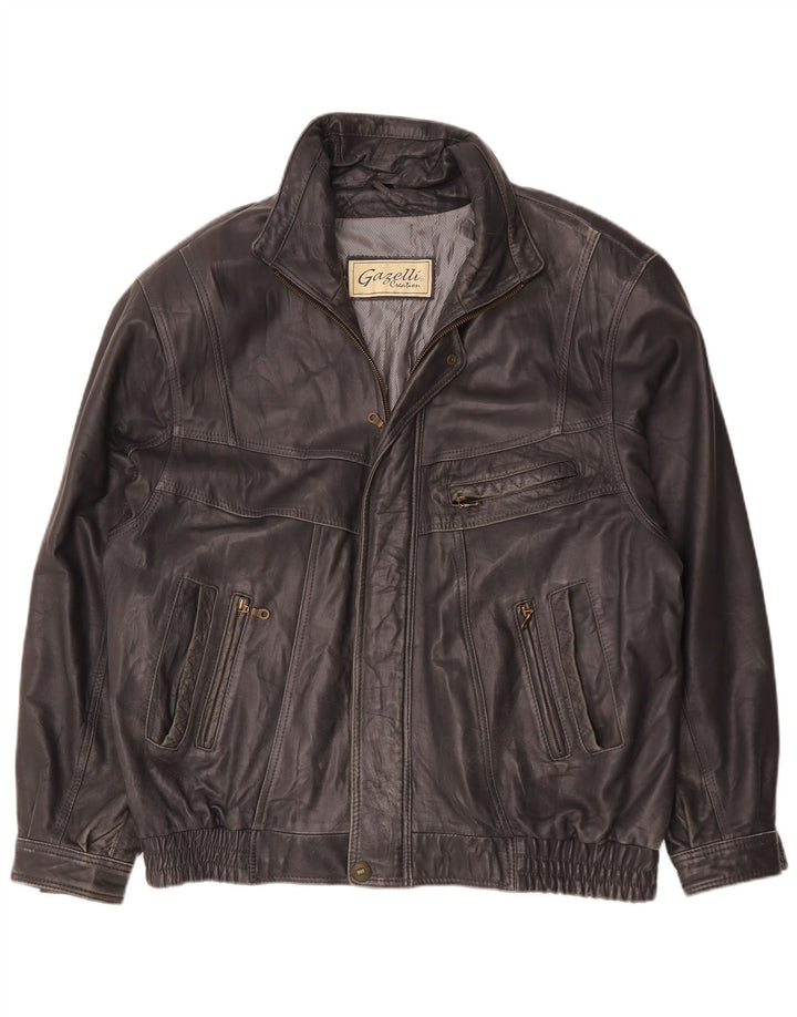 Gazelli Mens Leather Jacket UK 44 2XL Black