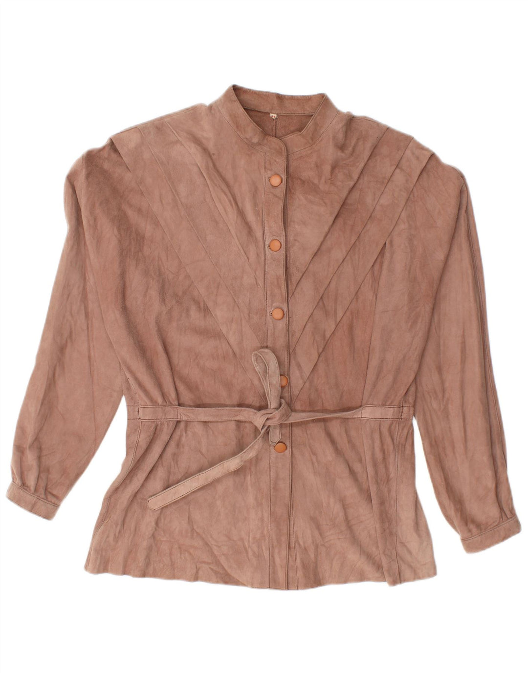 VINTAGE Womens Suede Shirt Blouse EU 44 XL Brown