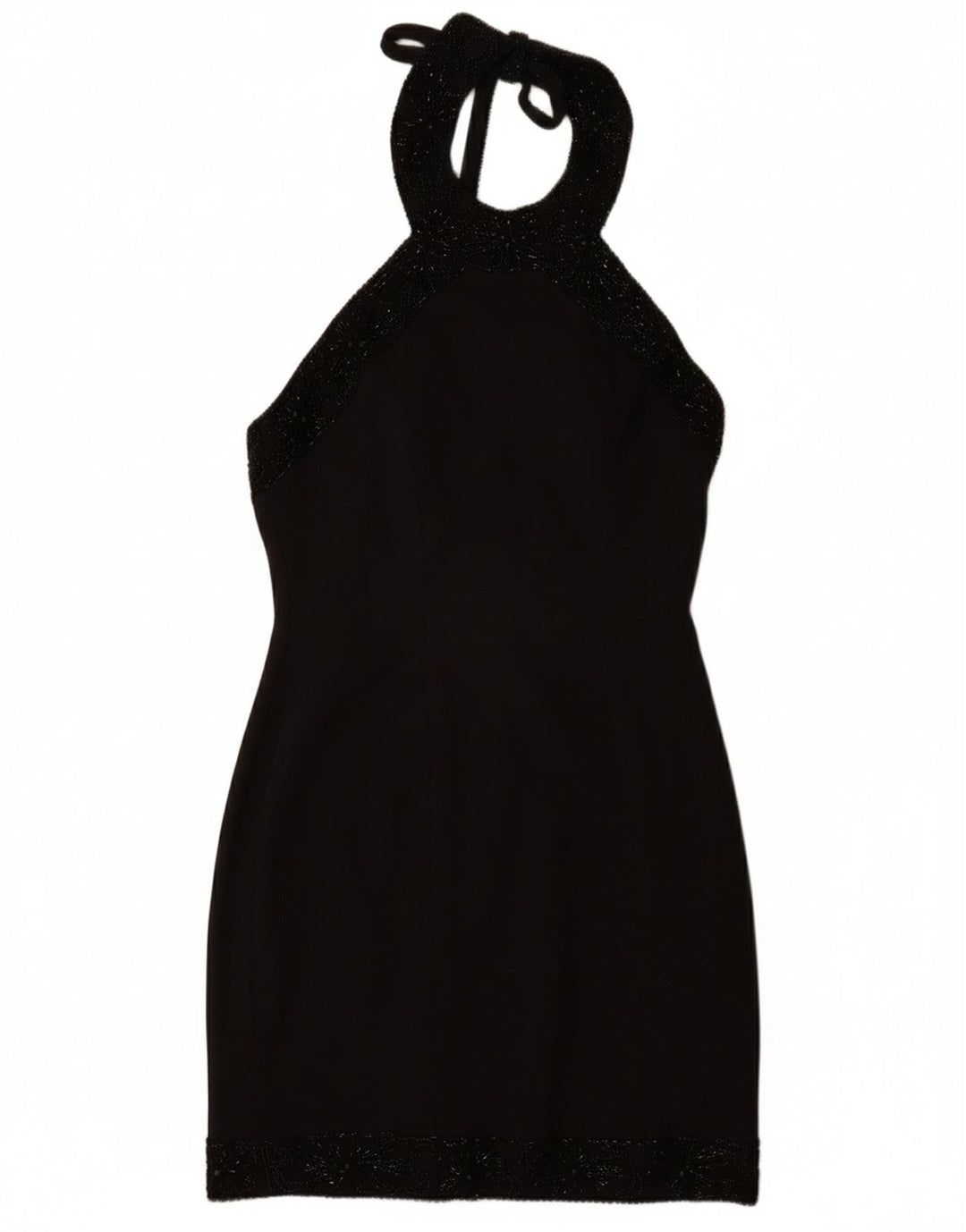 VINTAGE Womens Halter Dress UK 12 Medium Black