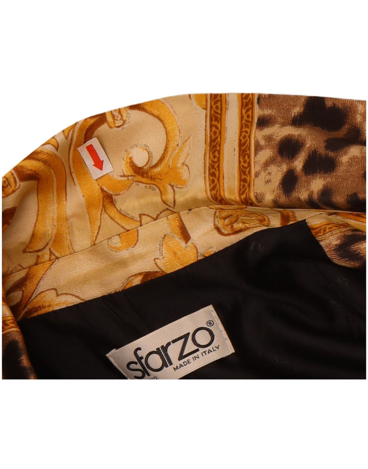 SFARZO Womens 3 Button Blazer Jacket IT 46 Large Beige Floral Cotton