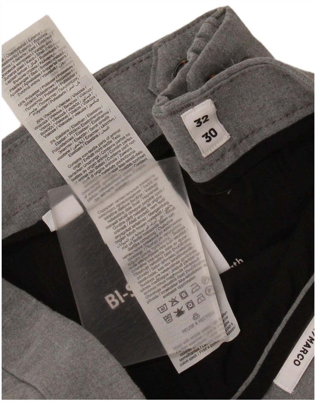 Jack & Jones Mens Marco Slim Fit Chino Trousers W32 L30 Grey Polyester