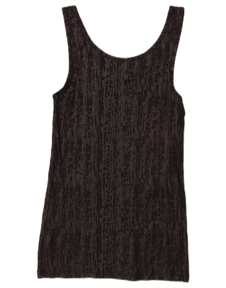 MOSSIMO Womens Vest Top UK 12 Medium Black Animal Print Cotton