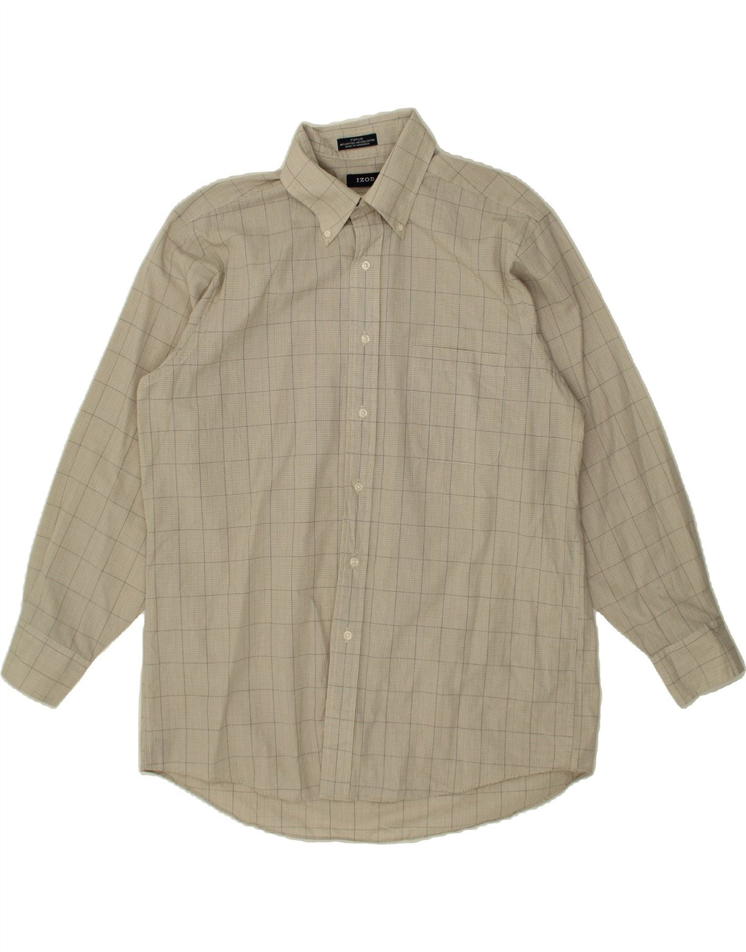 IZOD Mens Poplin Shirt Size 16 1/2 Large Grey Check Cotton Vintage Izod and Second-Hand Izod from Messina Hembry 