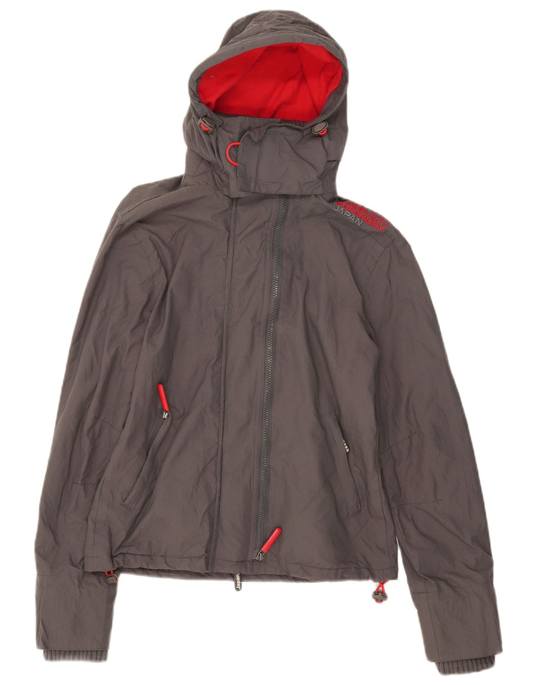 Superdry Womens Graphic Windbreaker Jacket UK 12 Medium Grey