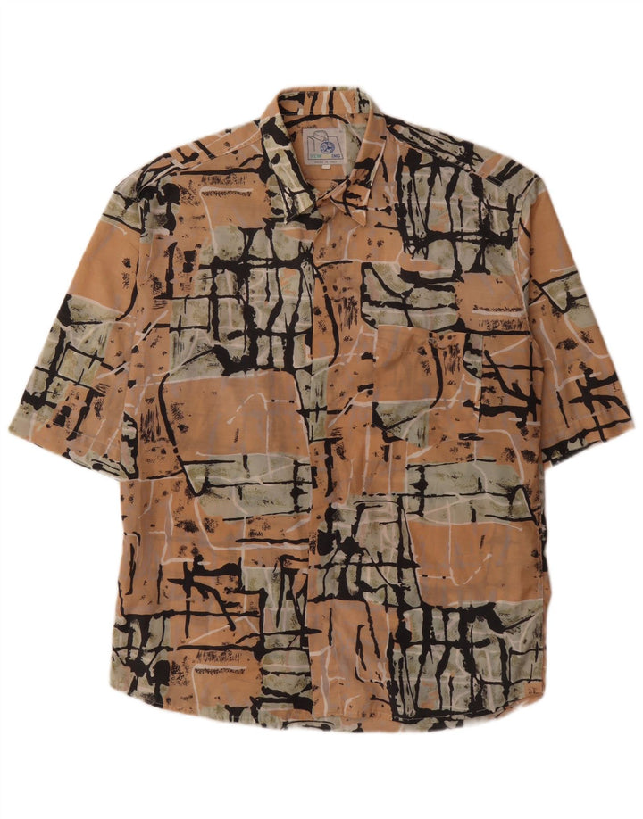 Vintage Mens Abstract Pattern Short Sleeve Shirt Large Multicoloured