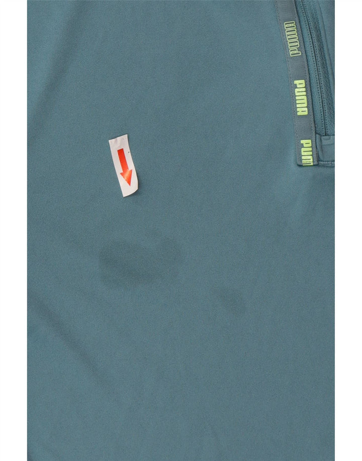 Puma Boys Zip Neck Pullover Tracksuit Top 13-14 Years Blue Polyester