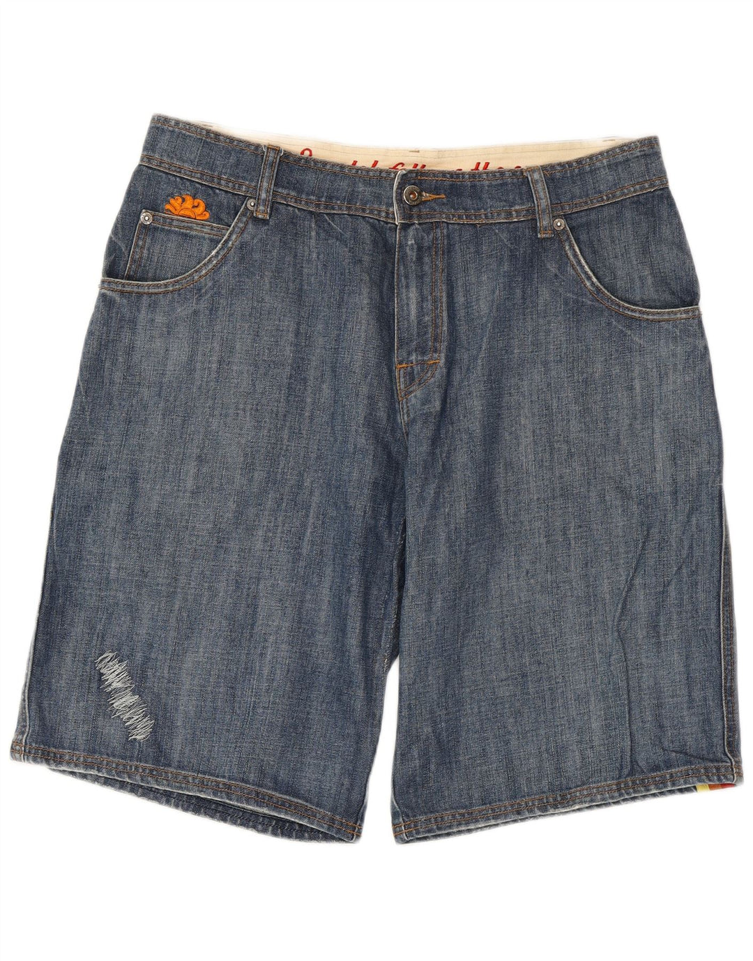 SUNDEK Mens Denim Shorts W36 Large  Blue Striped Cotton