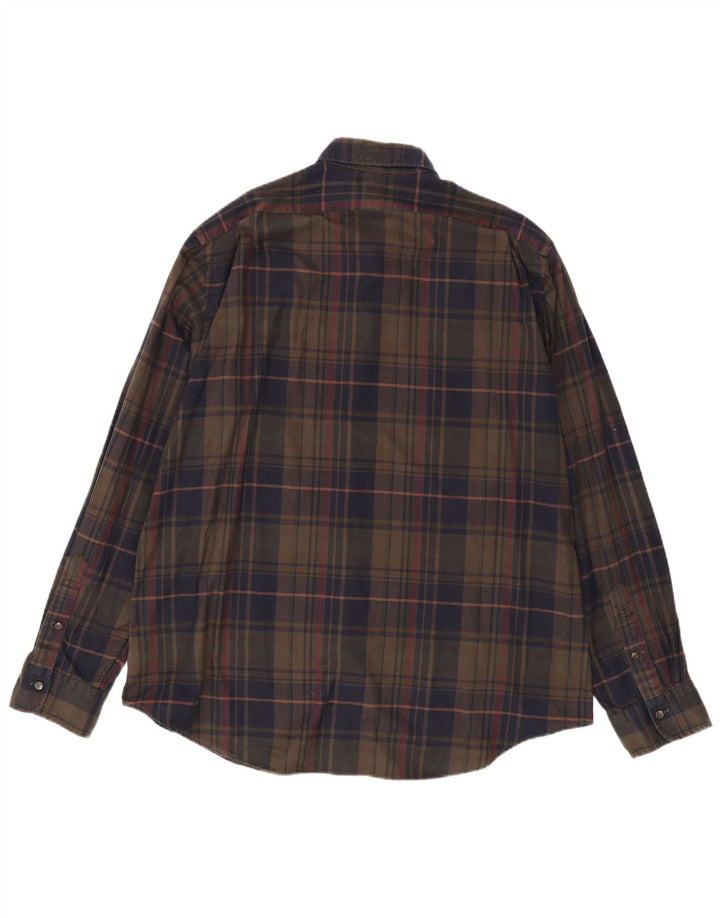 POLO RALPH LAUREN Mens Flannel Shirt 2XL Brown Check Cotton