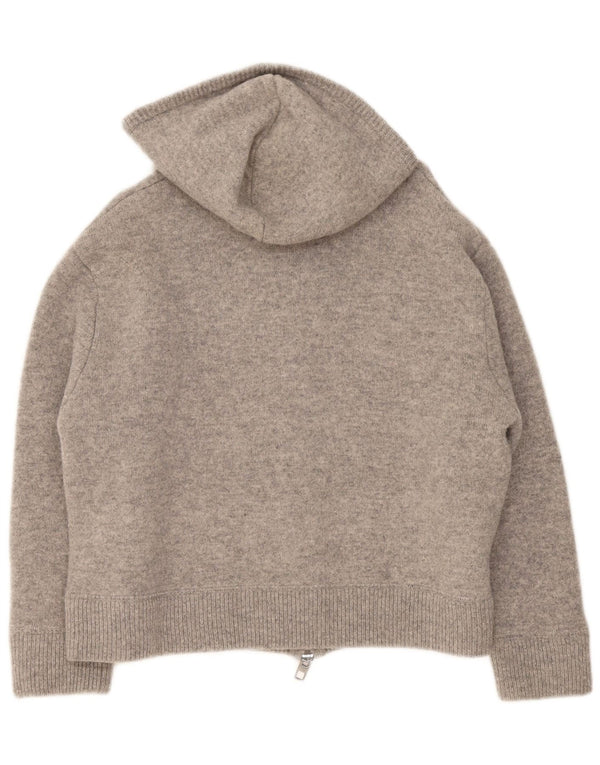 Zara Womens Hooded Cardigan Sweater UK 14 Medium Grey Wool