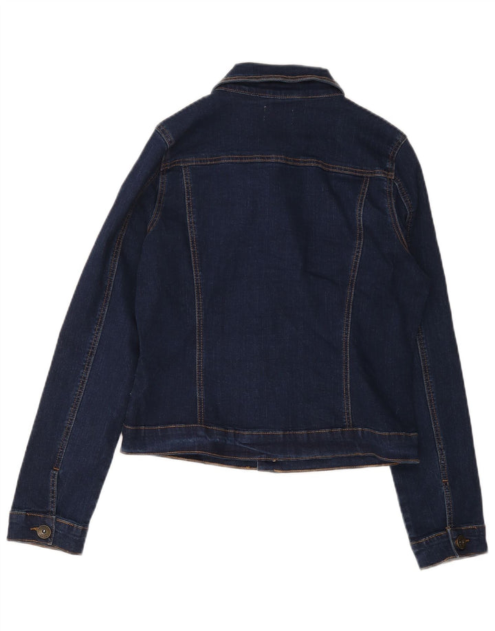 OASIS Womens Crop Denim Jacket UK 12 Medium Navy Blue Cotton