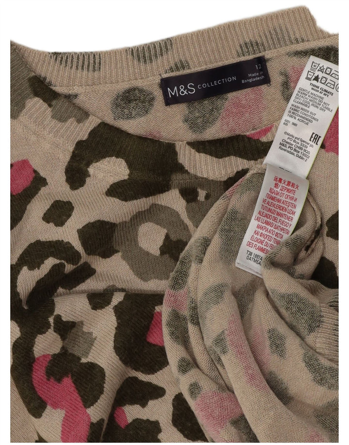 Marks & Spencer Womens Boat Neck Jumper Sweater UK 12 Medium Beige