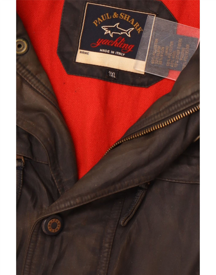 Paul & Shark Mens Yachting Waxed Cotton Jacket UK 46 3XL Black Polyester