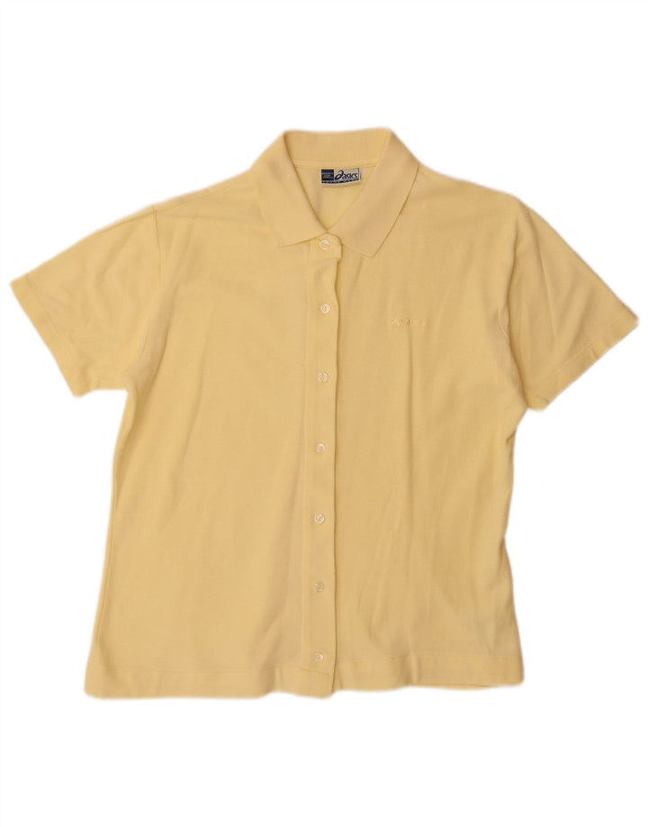 ASICS Womens Short Sleeve Shirt UK 14 Large Yellow
