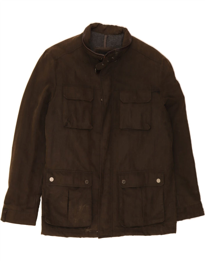 MASSIMO DUTTI Mens Waxed Cotton Jacket UK 44 2XL Brown