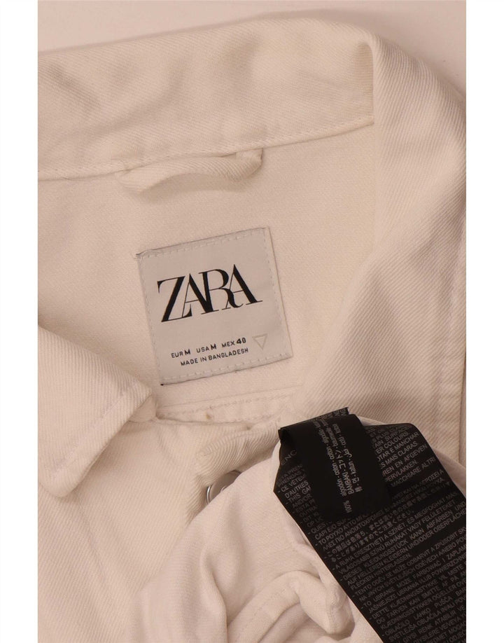 Zara Mens Denim Jacket UK 38 Medium White Cotton