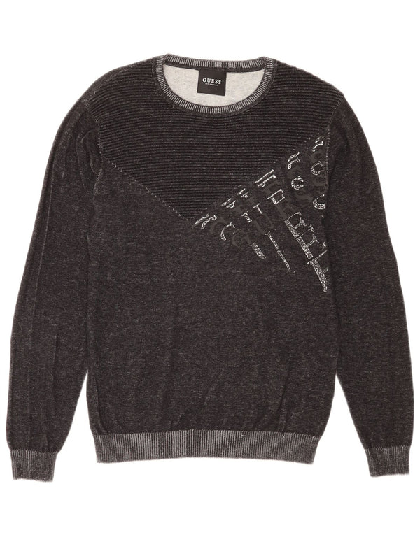 Guess Mens Graphic Sweatshirt Jumper Large Grey Cotton
