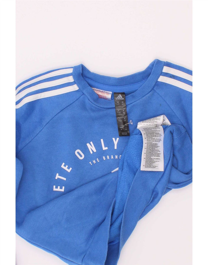 Adidas Boys Graphic Sweatshirt Jumper 2-3 Years Blue Cotton