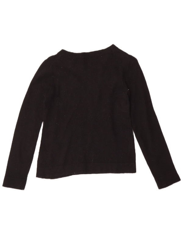 J. Crew Womens Teddie Boat Neck Jumper Sweater UK 6 XS Black Cotton