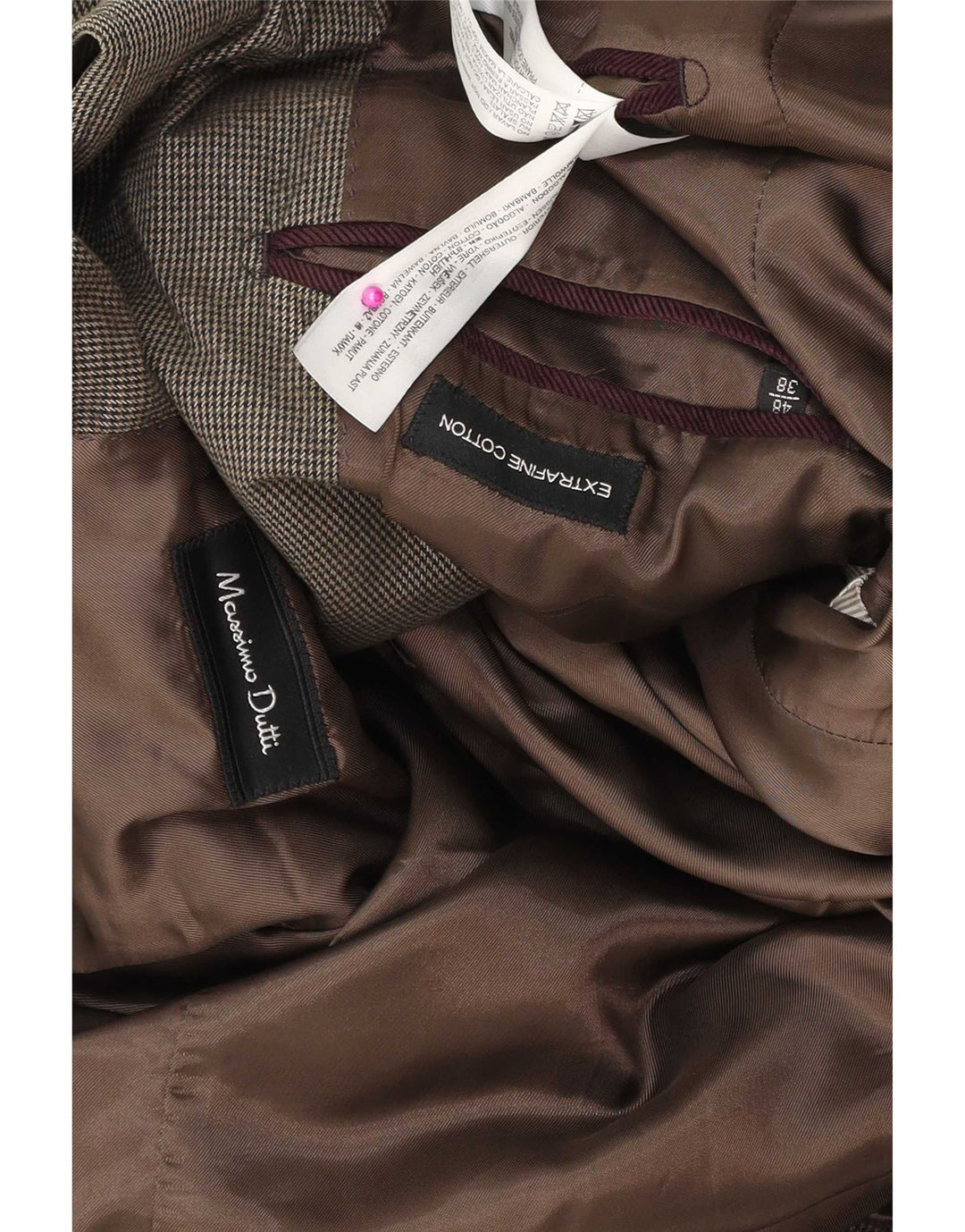 Massimo Dutti Mens 3 Button Blazer Jacket EU 48 Medium Brown Cotton