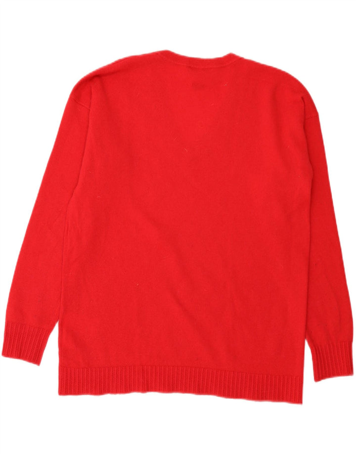 TOMMY HILFIGER Womens V-Neck Jumper Sweater UK 18 XL Red Wool