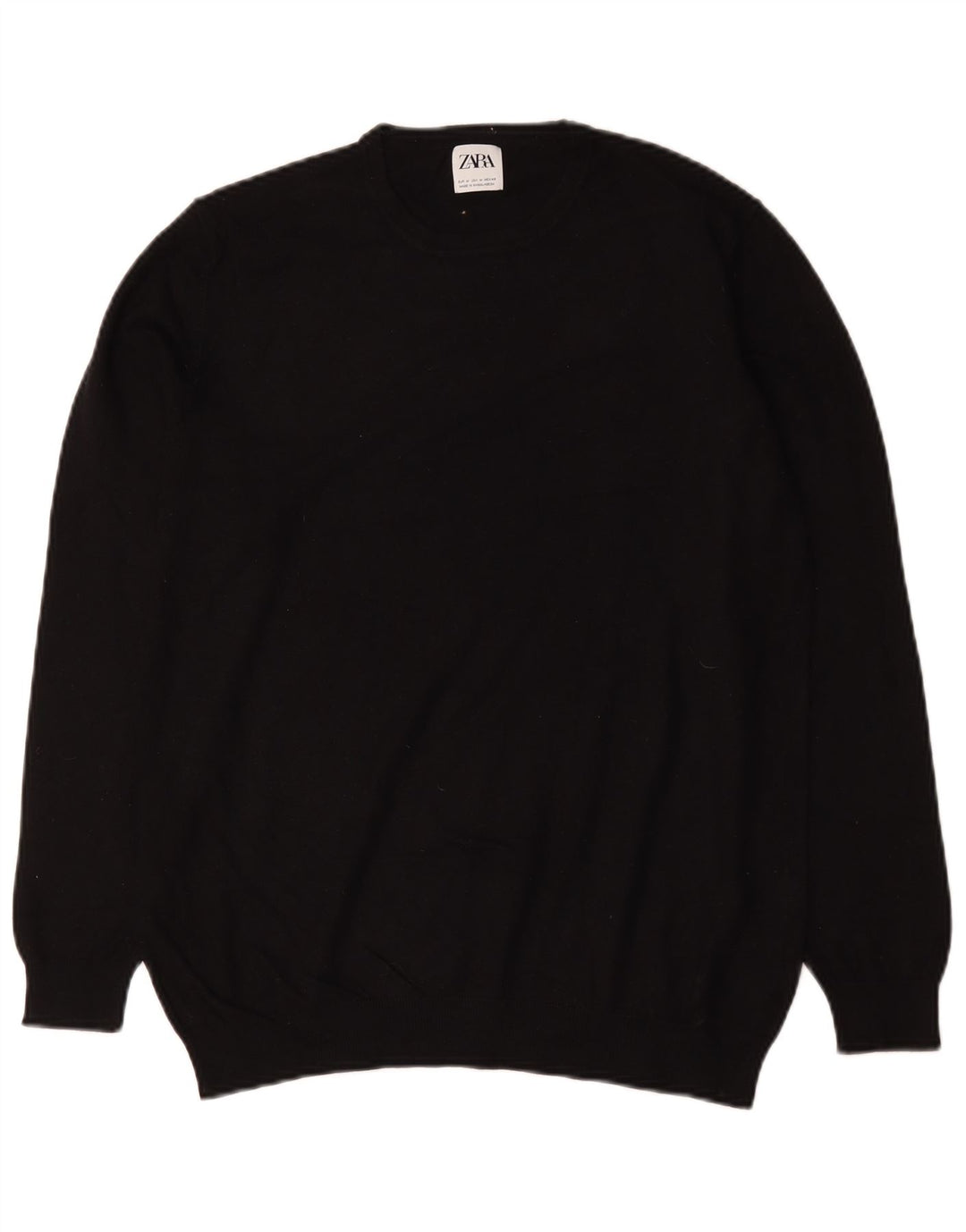 Zara Mens Crew Neck Jumper Sweater Medium Black Viscose