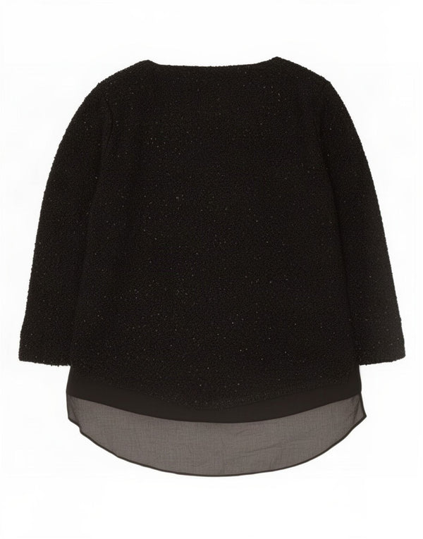 Zara Womens Long Sleeve Tunic Top UK 16 Large Black Polyester