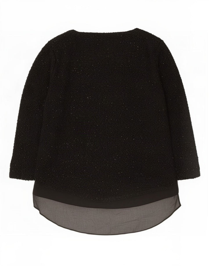Zara Womens Long Sleeve Tunic Top UK 16 Large Black Polyester