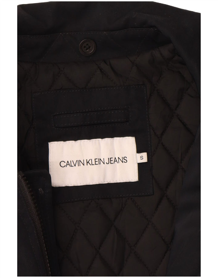 Calvin Klein Jeans Mens Bomber Jacket UK 36 Small Black Polyester