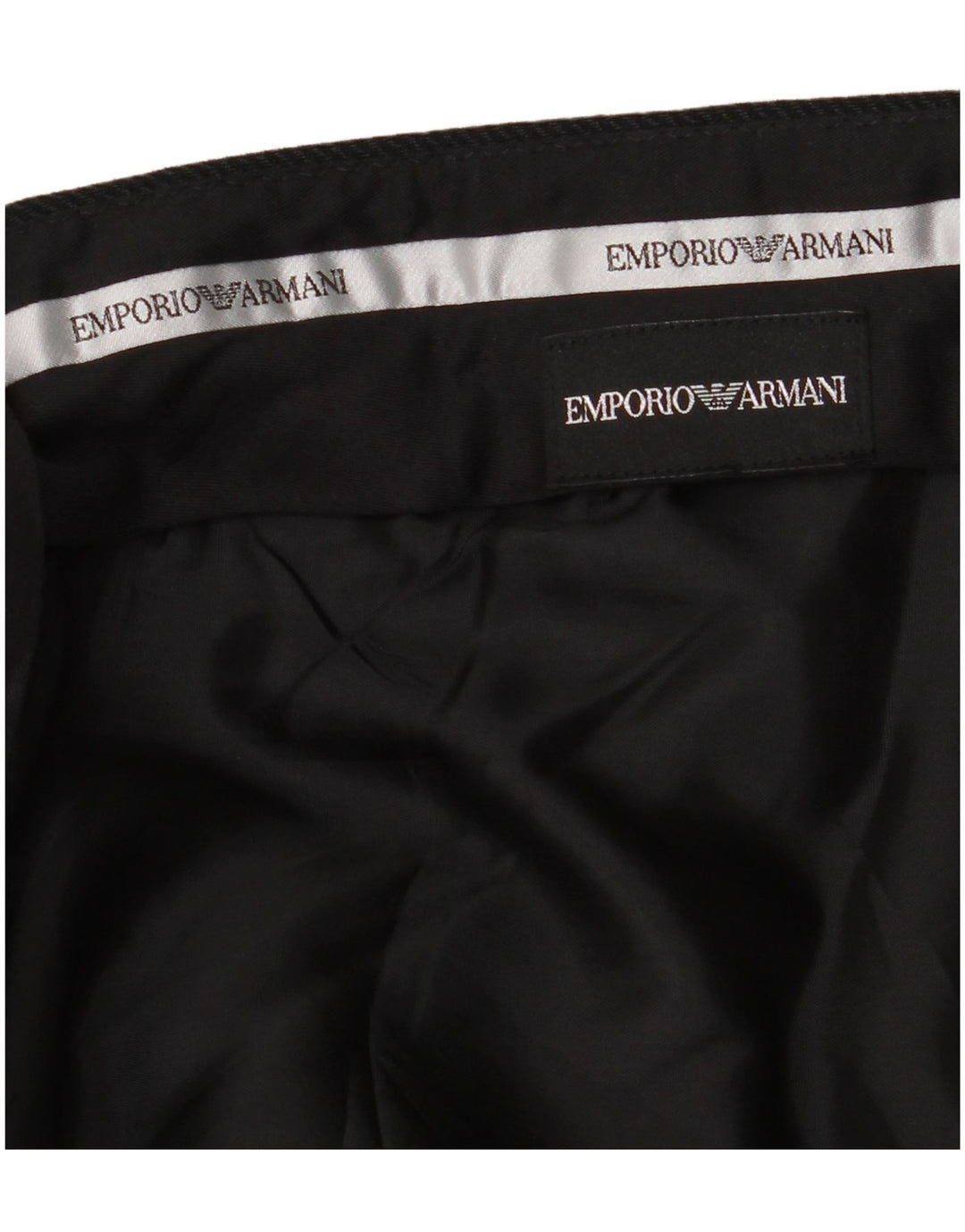 EMPORIO ARMANI Mens Straight Suit Trousers W36 L32 Black Pinstripe