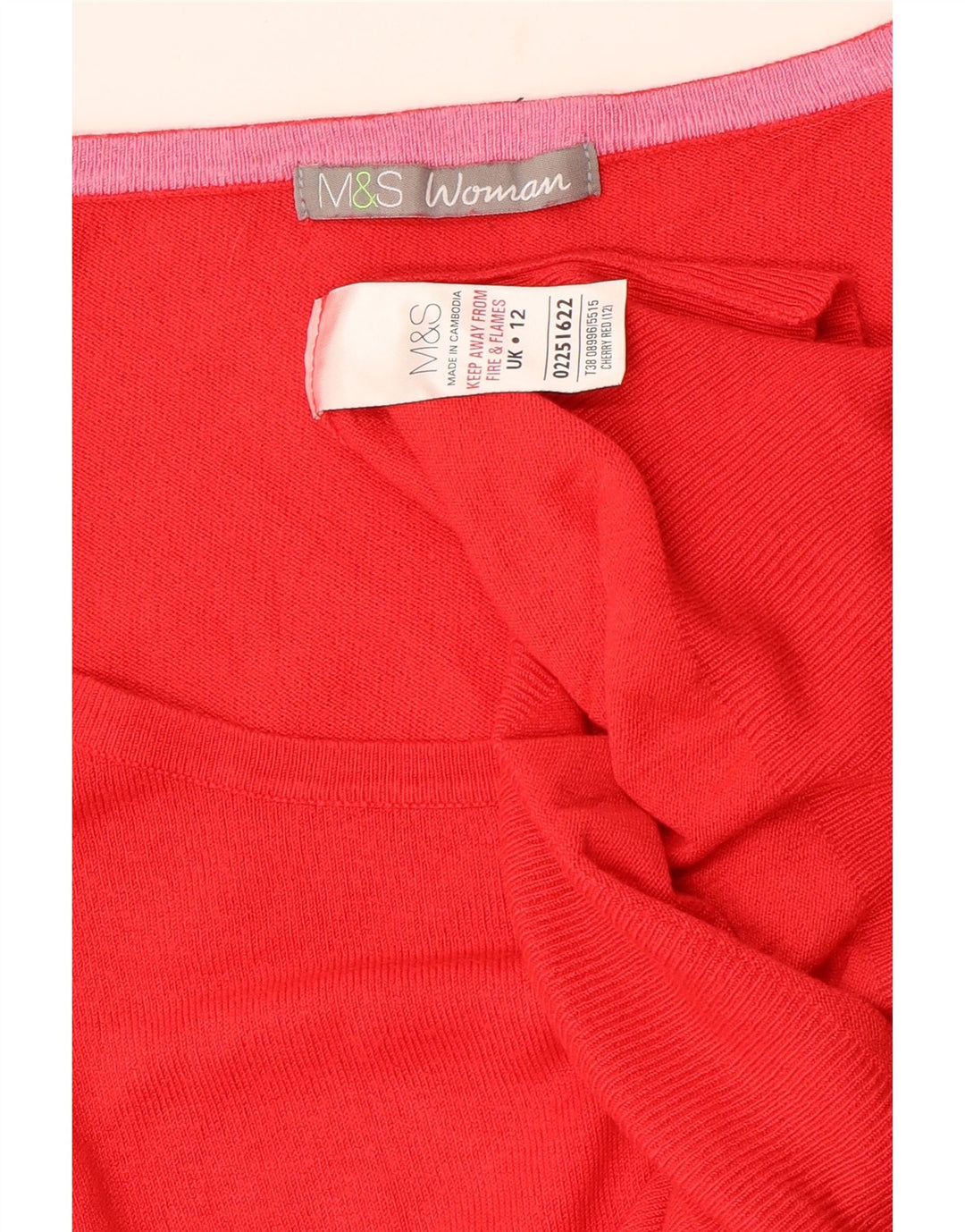 MARKS & SPENCER Womens Boat Neck Jumper Sweater UK 12 Medium  Red