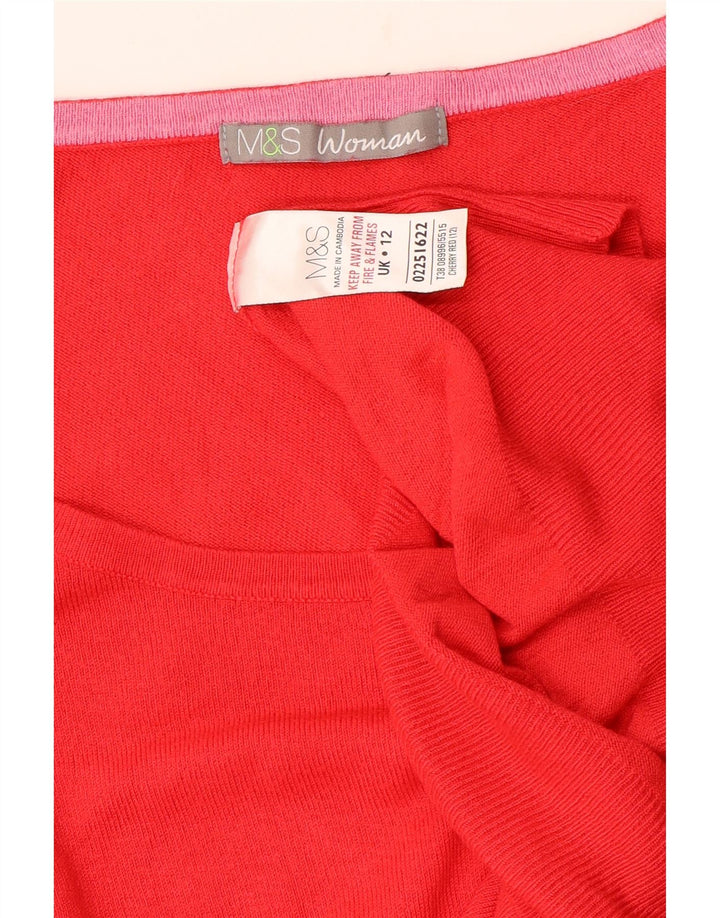 MARKS & SPENCER Womens Boat Neck Jumper Sweater UK 12 Medium  Red