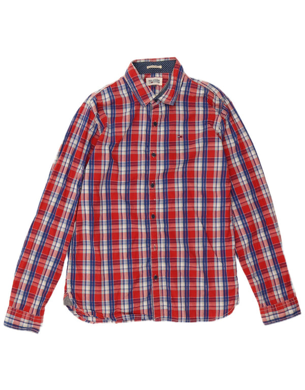 TOMMY HILFIGER Boys Shirt 15-16 Years Large Red Check Cotton
