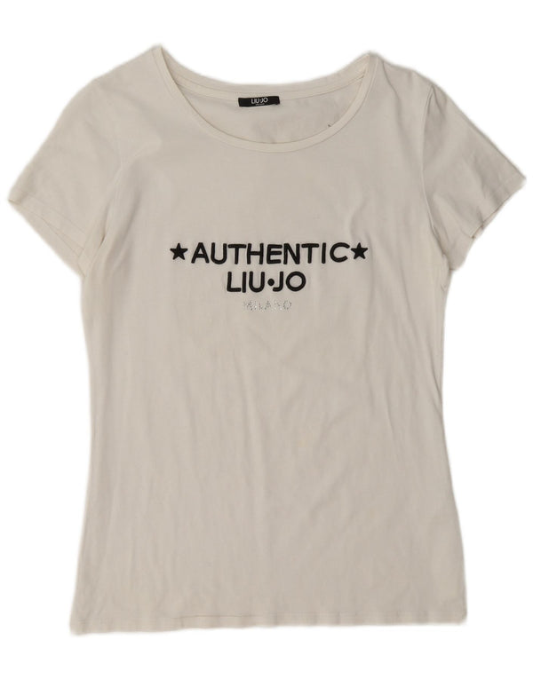 Liu Jo Womens Milano Graphic T-Shirt Top UK 14 Medium White Cotton