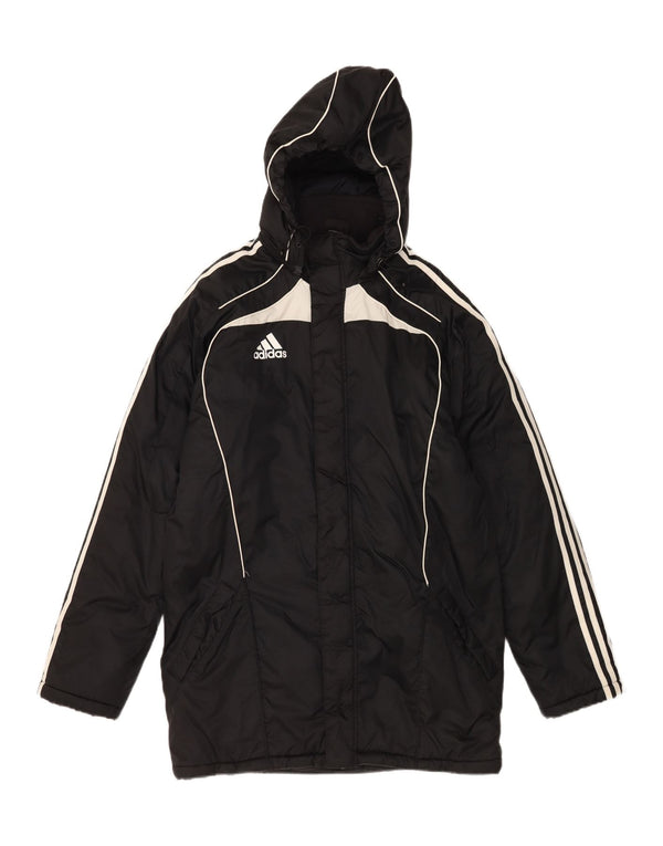 Adidas Mens Hooded Windbreaker Coat UK 36/38 Small Black Colourblock