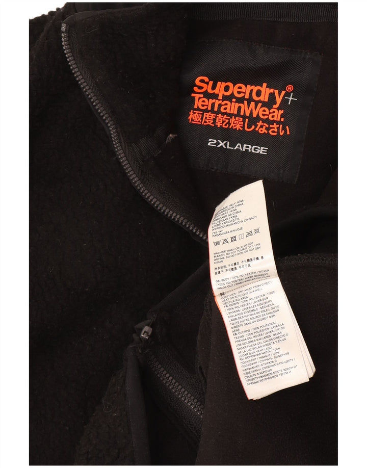 Superdry Mens Fleece Jacket UK 44 2XL Black Polyester