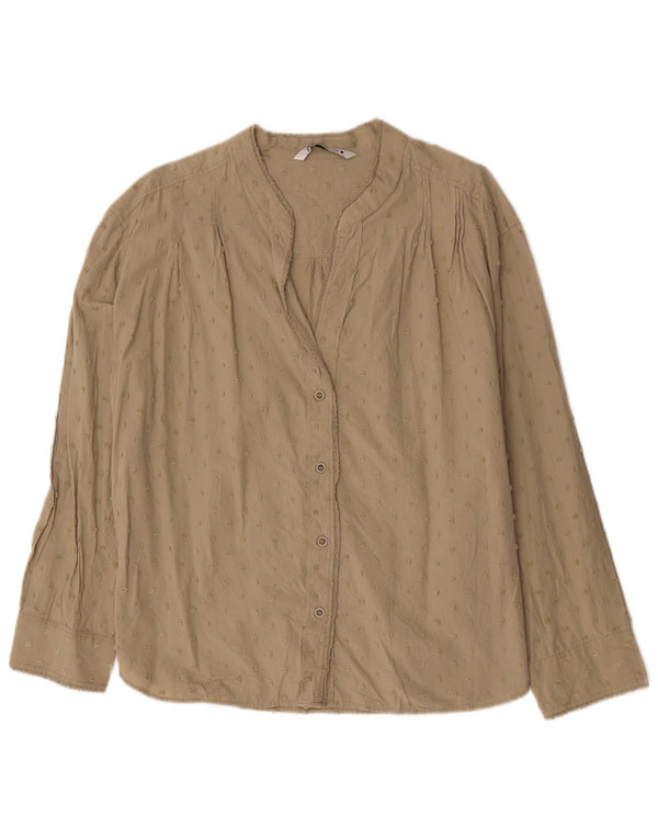 Zara Womens Shirt Blouse UK 20 2XL Khaki Cotton