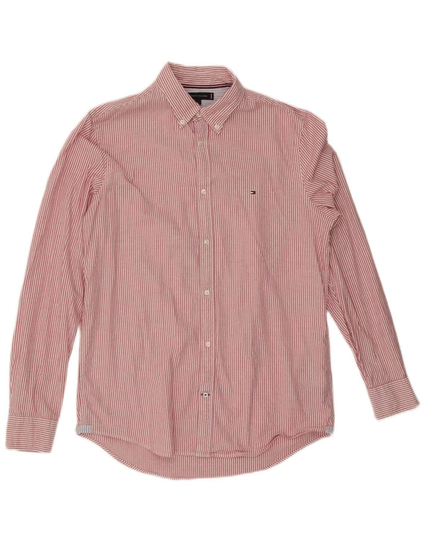 Tommy Hilfiger Mens Slim Fit Shirt Large Red Pinstripe