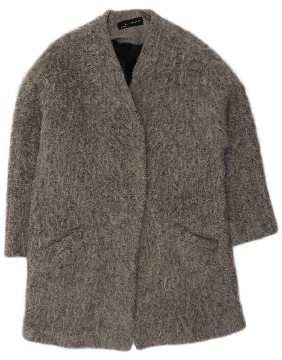 Zara Womens Open Overcoat UK 14 Medium Grey