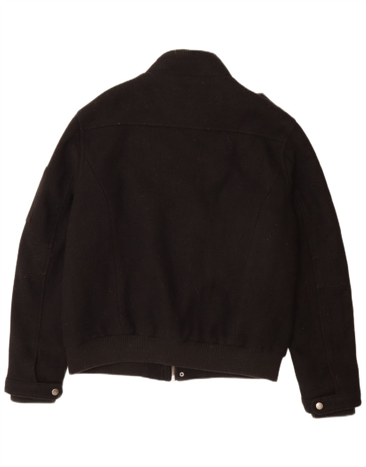ANGELO LITRICO Mens Military Bomber Jacket UK 42 XL Black Wool