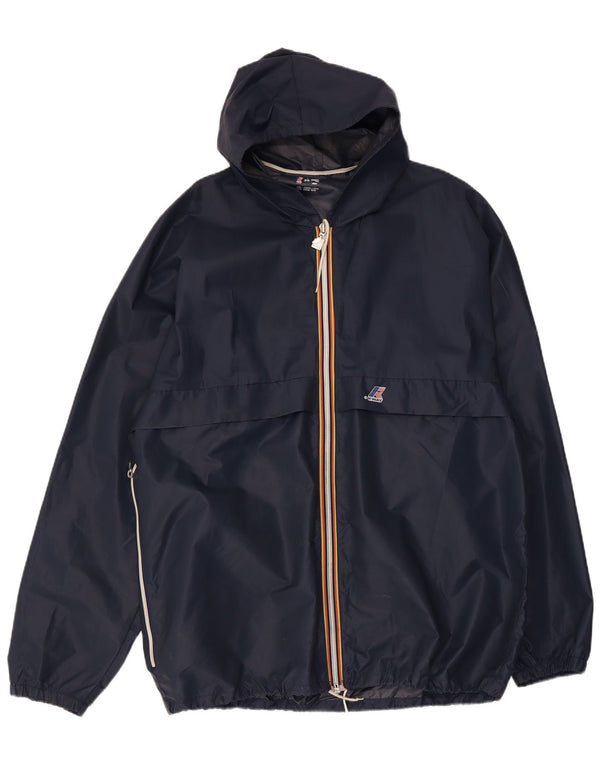 K-Way Mens Hooded Rain Jacket UK 40 Large Navy Blue